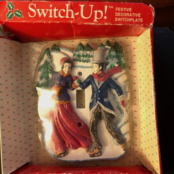 Holiday Switchplate 1996 BNIB Victorian Skaters Christmas Winter Vtg Xmas Decor - Picture 5 of 7